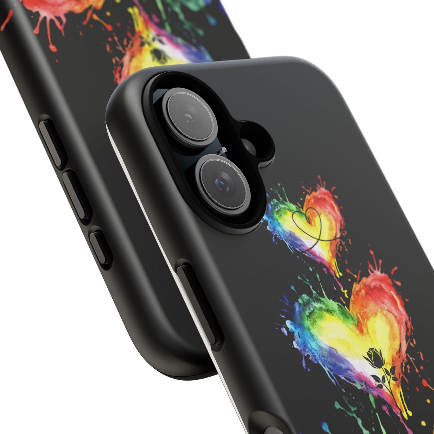 Rainbow Heart Tough Phone Case — Colorful Splash Protective Cover