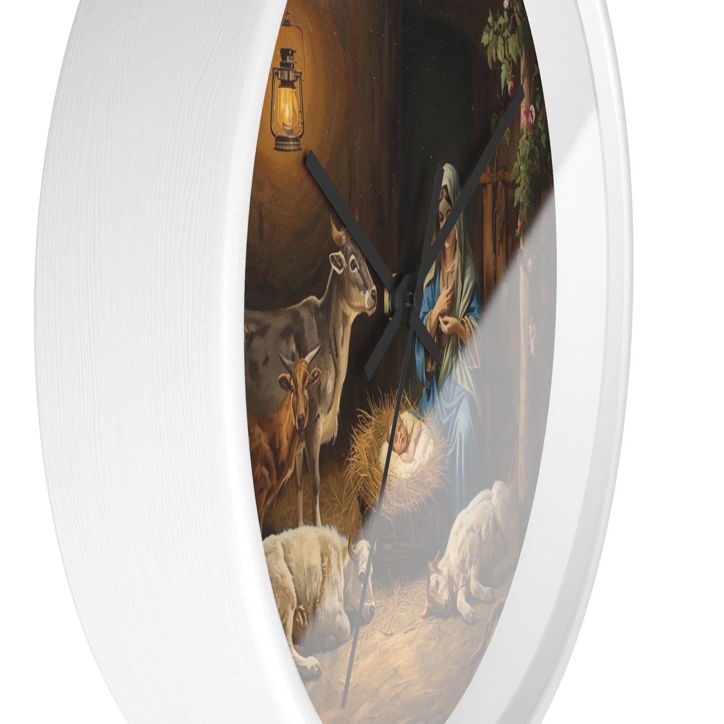 Nativity Scene Wall Clock | Mary Baby Jesus Manger Religious Decor