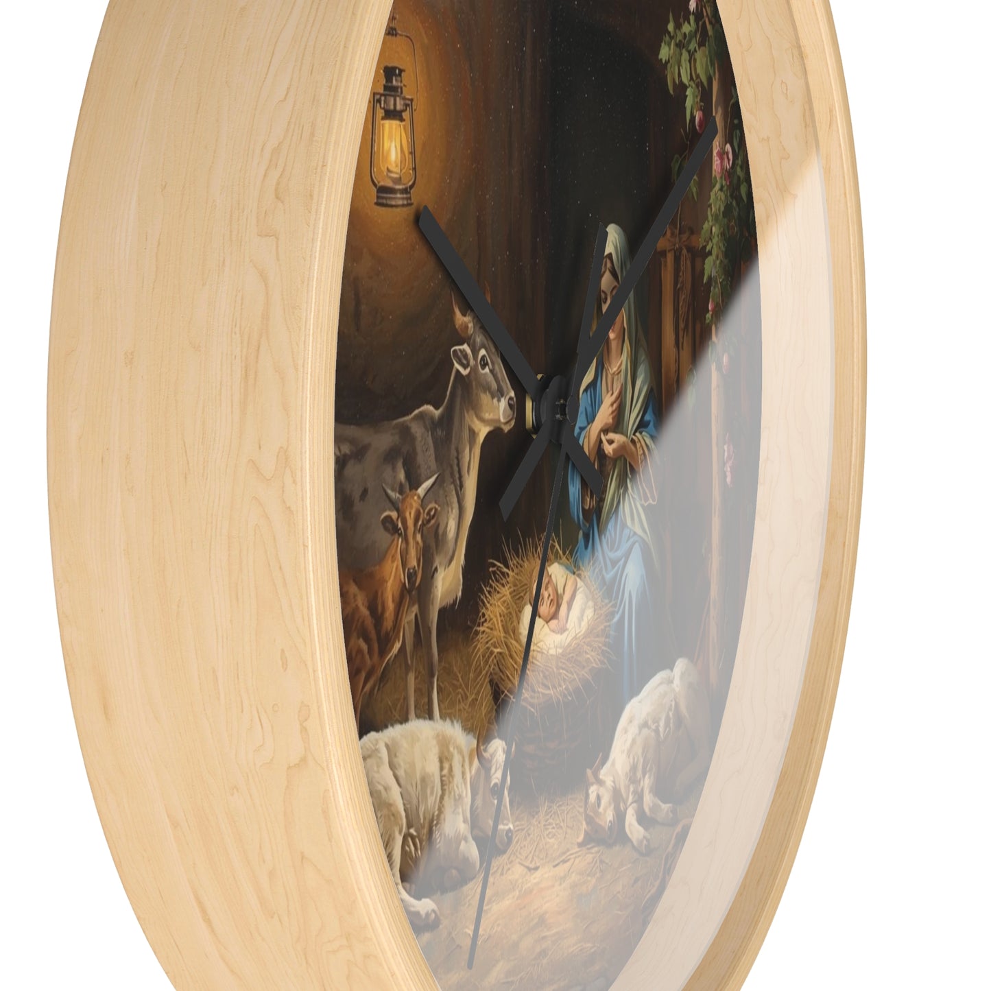 Nativity Scene Wall Clock | Mary Baby Jesus Manger Religious Decor