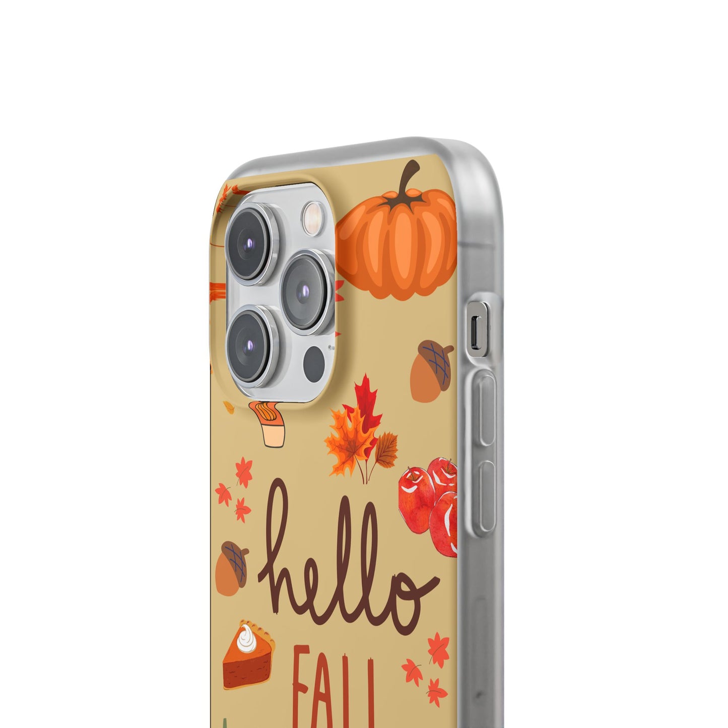 Autumn-Themed Flexi Cases, Seasonal iPhone Cover, Hello Fall Phone Case, Fall Decor Accessory, Perfect for Thanksgiving Gifts