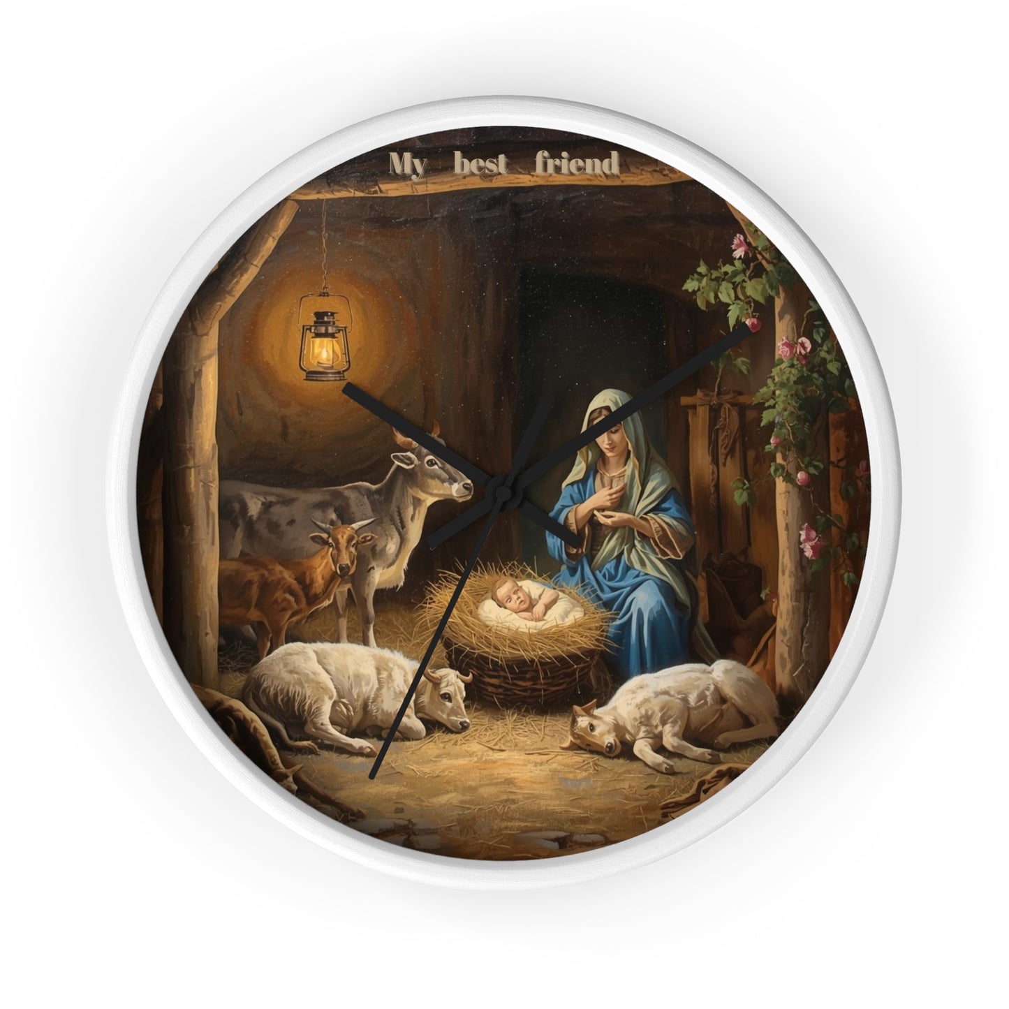 Nativity Scene Wall Clock | Mary Baby Jesus Manger Religious Decor