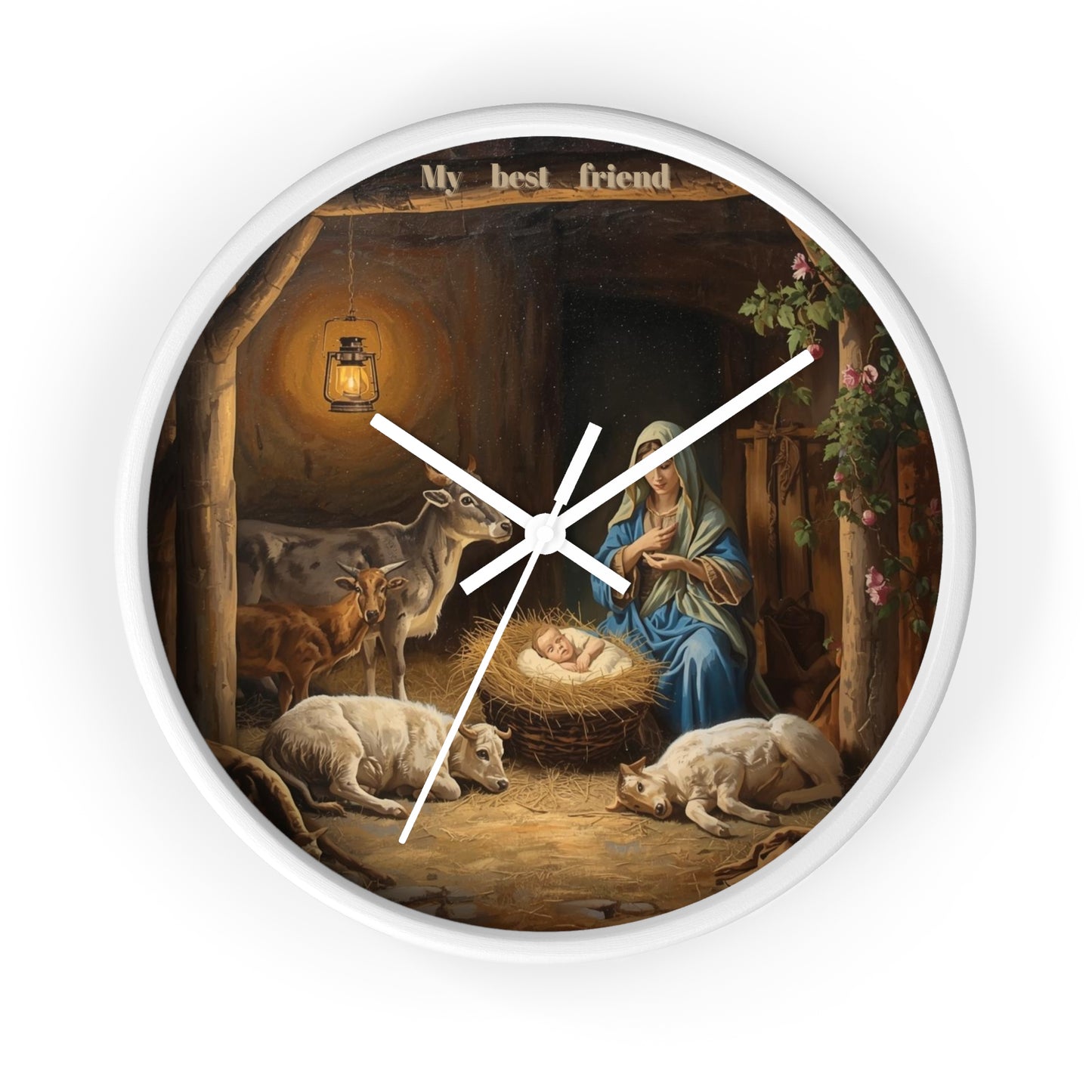 Nativity Scene Wall Clock | Mary Baby Jesus Manger Religious Decor