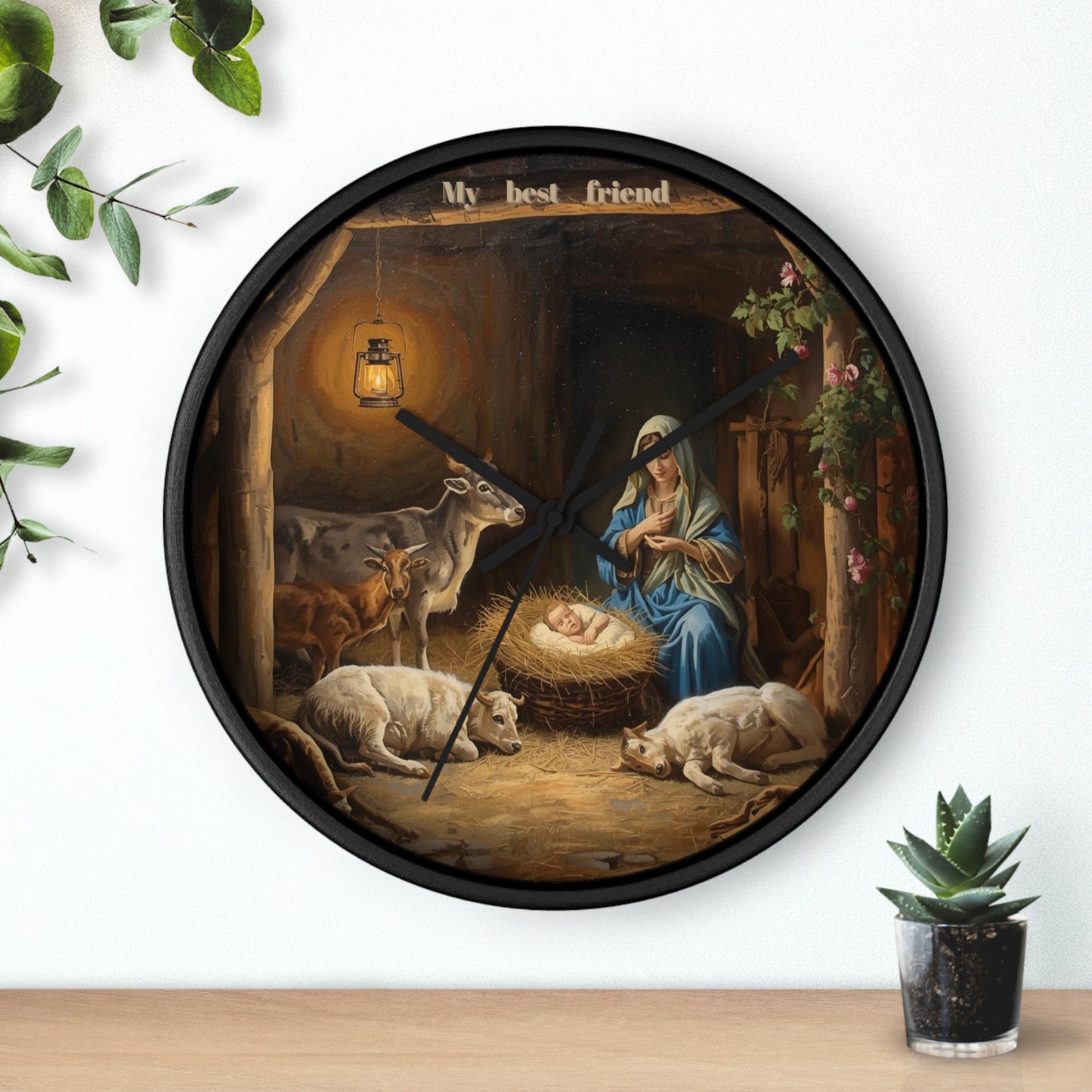 Nativity Scene Wall Clock | Mary Baby Jesus Manger Religious Decor