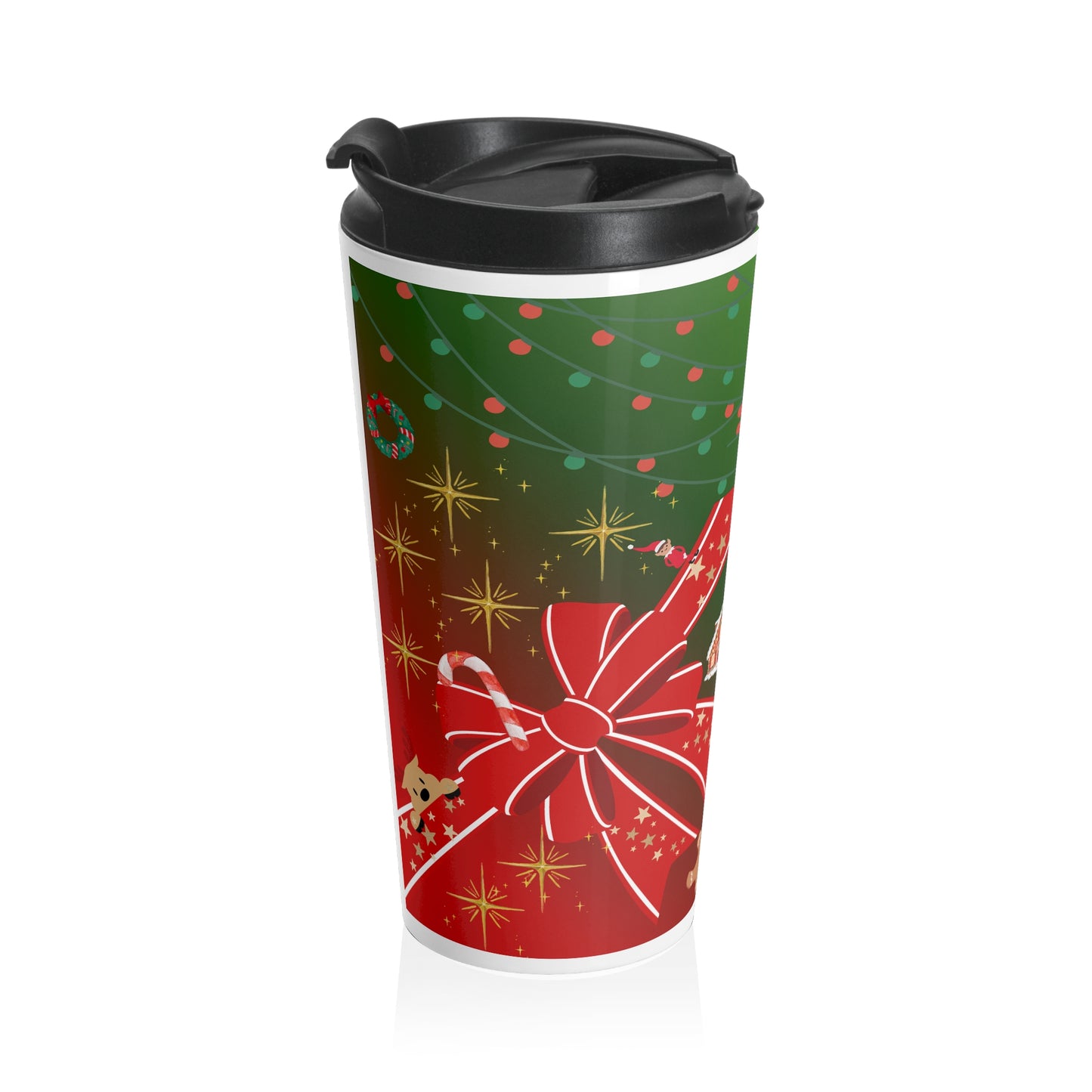 Festive Stainless Steel Travel Mug , Christmas Travel Cup