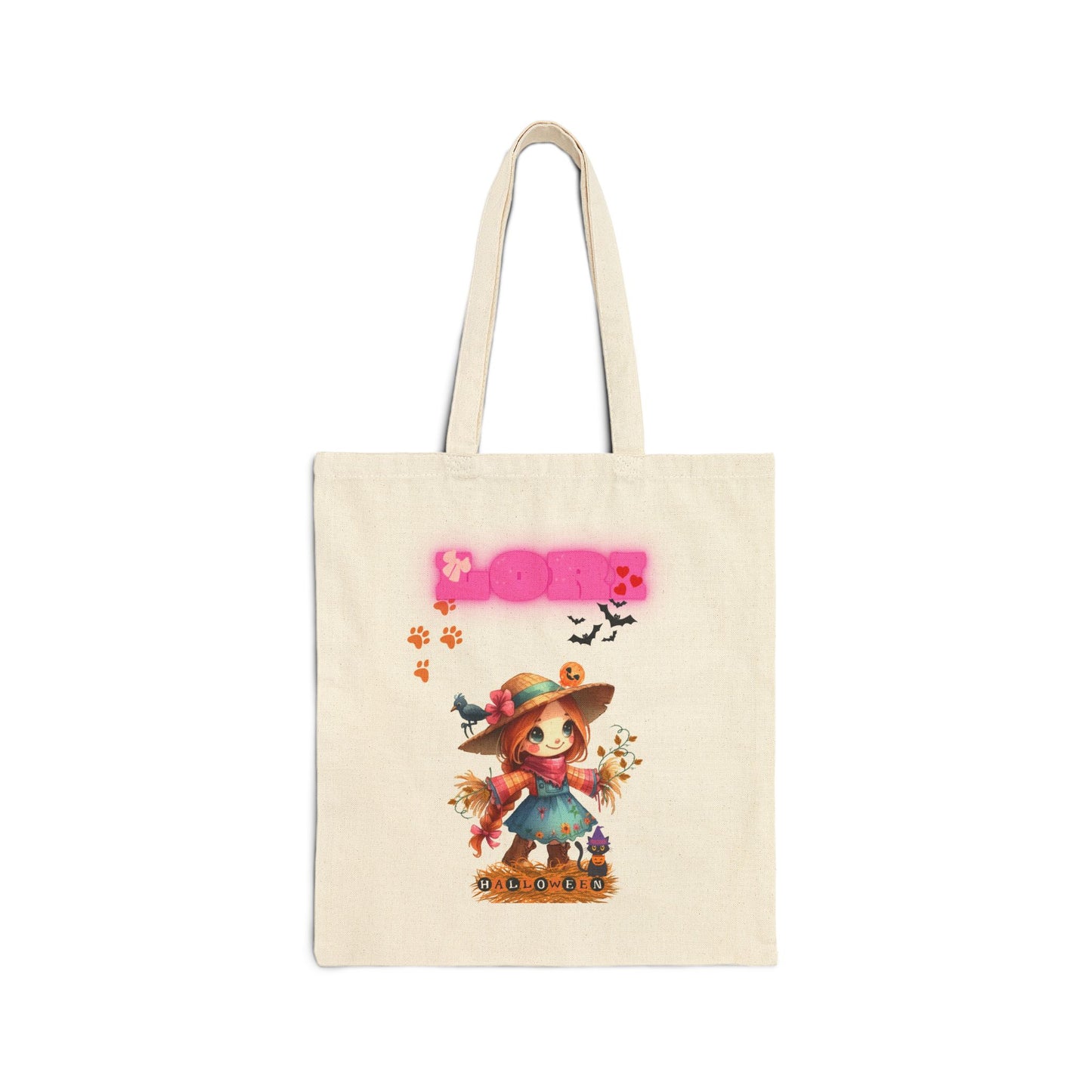 Cute Fall-Themed Cotton Canvas Tote Bag, Harvest Bag, Eco-Friendly Shopper, Gift for Autumn, Scarecrow Design