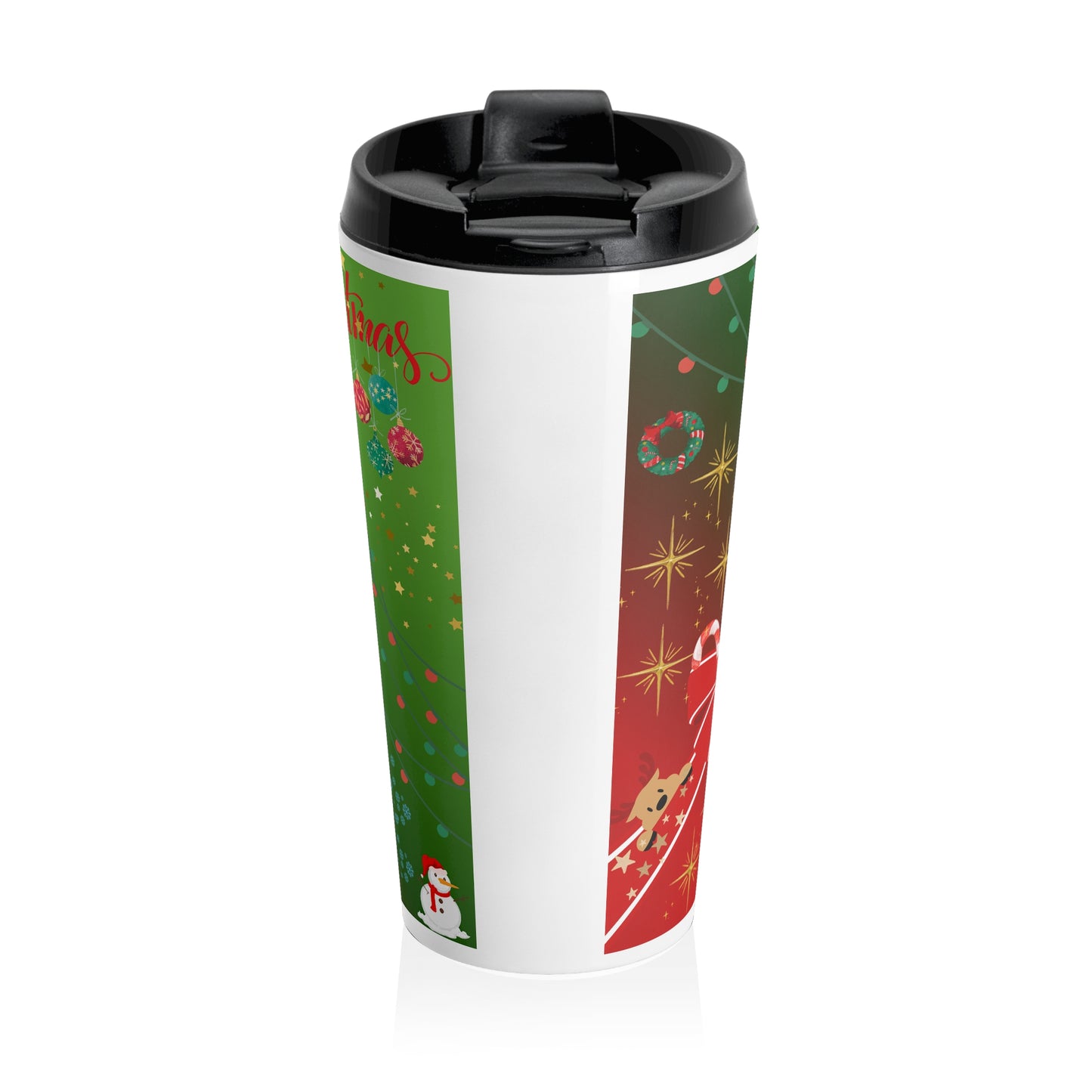 Festive Stainless Steel Travel Mug , Christmas Travel Cup