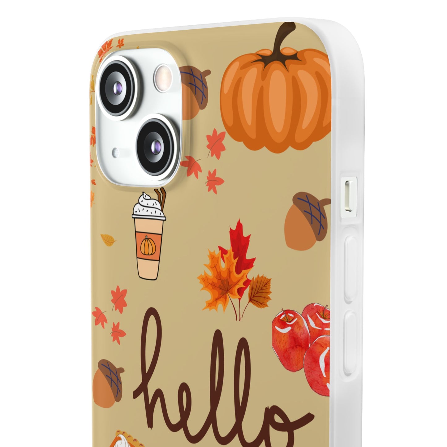 Autumn-Themed Flexi Cases, Seasonal iPhone Cover, Hello Fall Phone Case, Fall Decor Accessory, Perfect for Thanksgiving Gifts