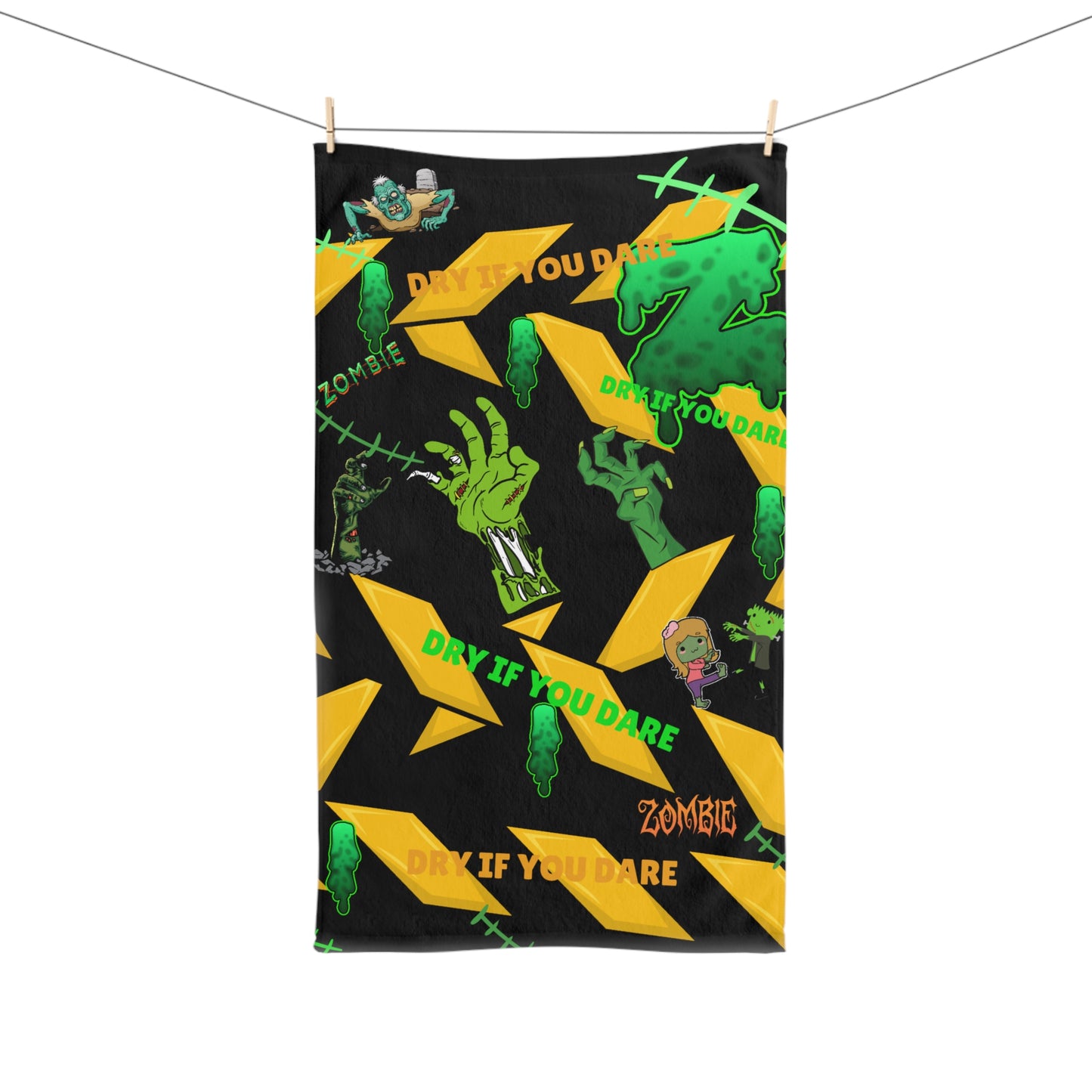 Zombie-Themed Hand Towel for Halloween, Fun Bathroom Decor.