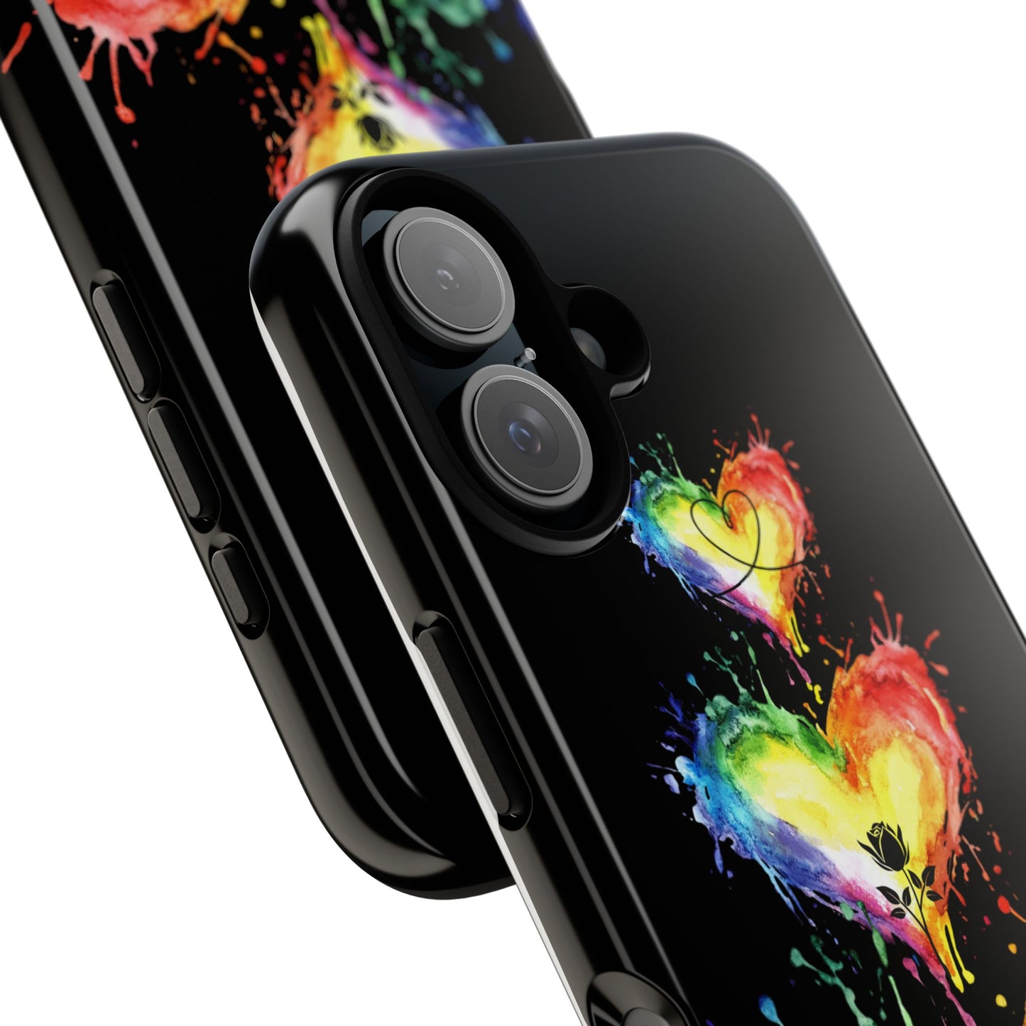 Rainbow Heart Tough Phone Case — Colorful Splash Protective Cover