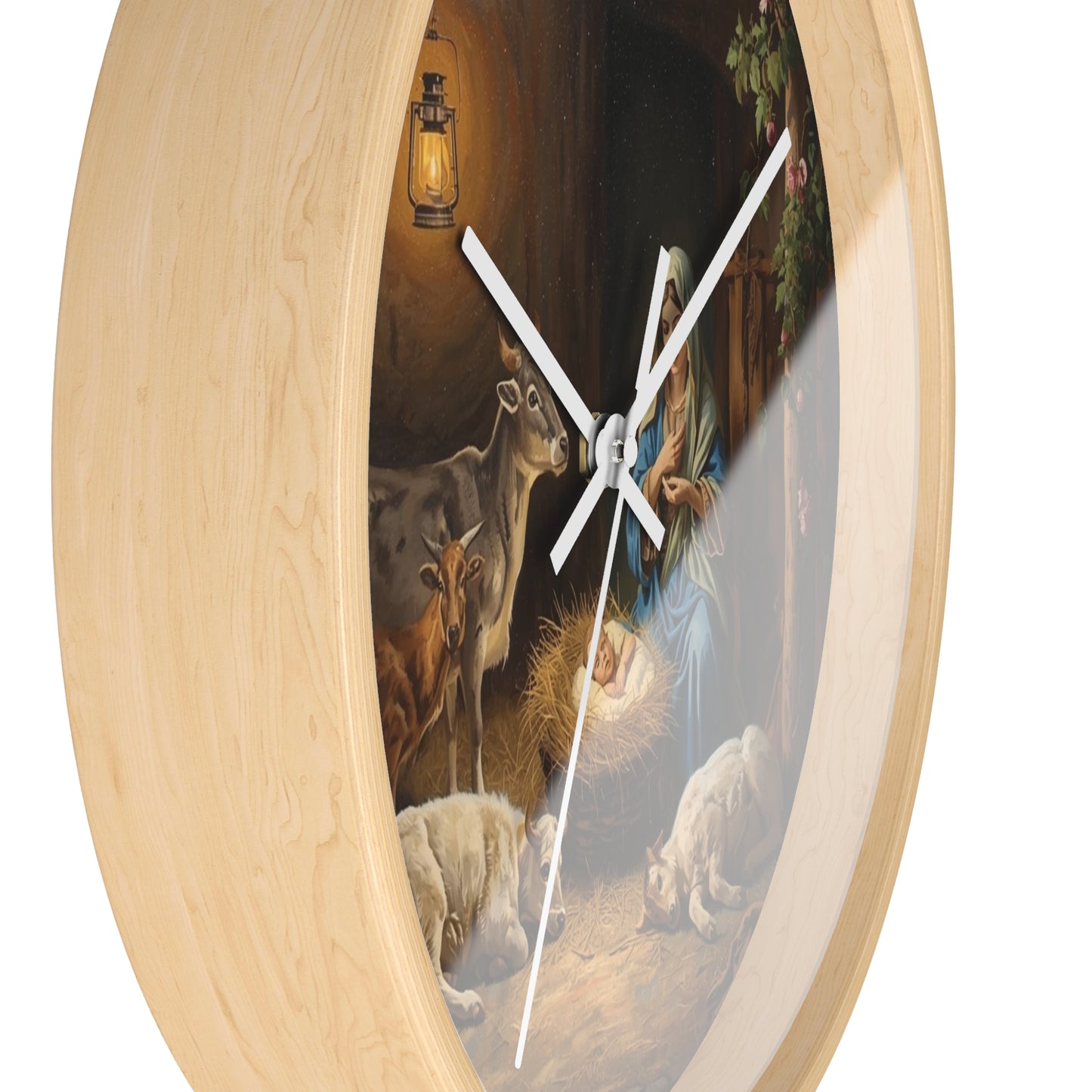 Nativity Scene Wall Clock | Mary Baby Jesus Manger Religious Decor