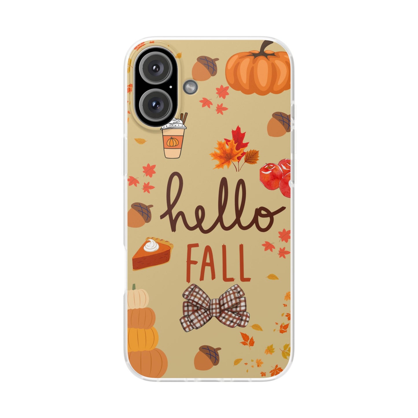 Autumn-Themed Flexi Cases, Seasonal iPhone Cover, Hello Fall Phone Case, Fall Decor Accessory, Perfect for Thanksgiving Gifts
