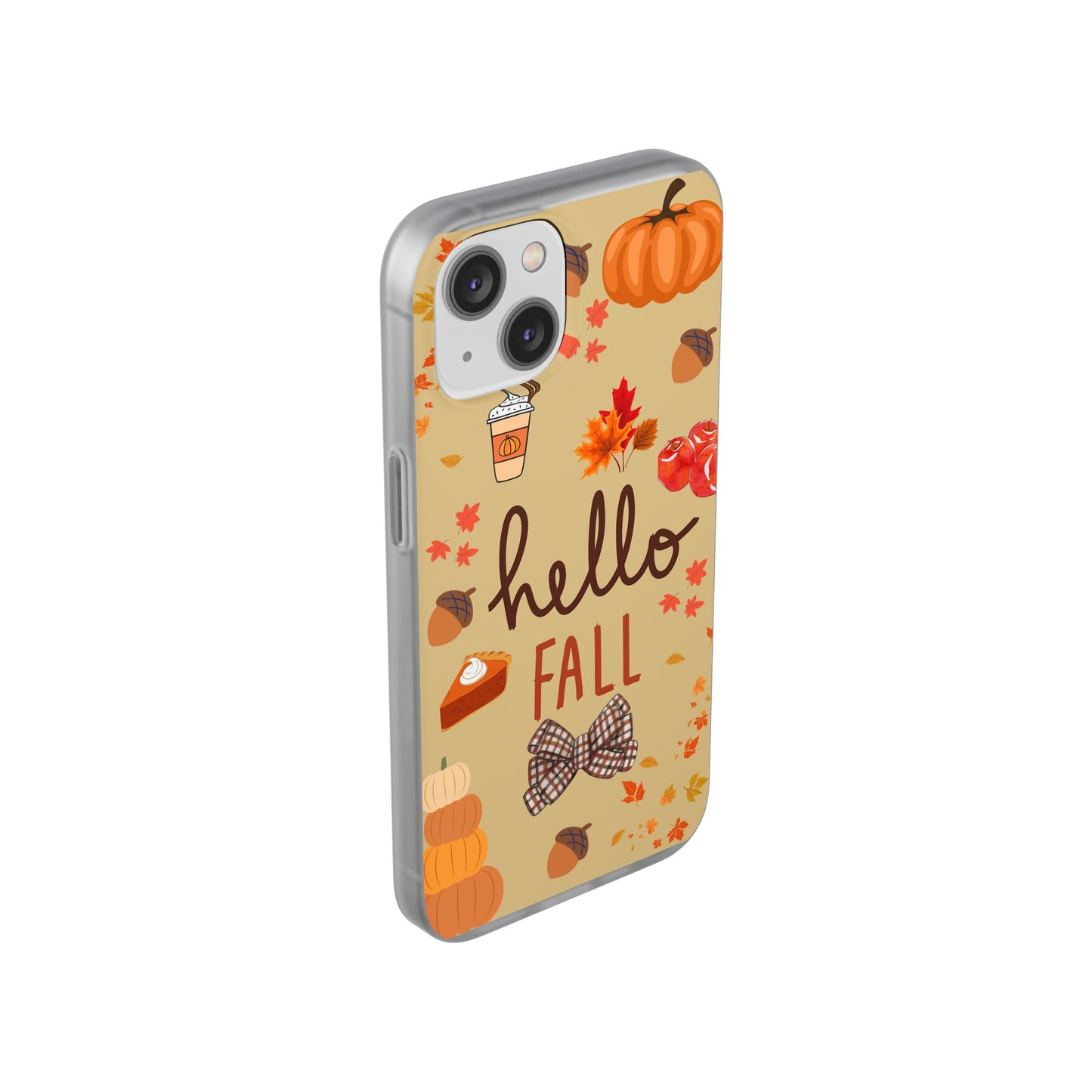 Autumn-Themed Flexi Cases, Seasonal iPhone Cover, Hello Fall Phone Case, Fall Decor Accessory, Perfect for Thanksgiving Gifts