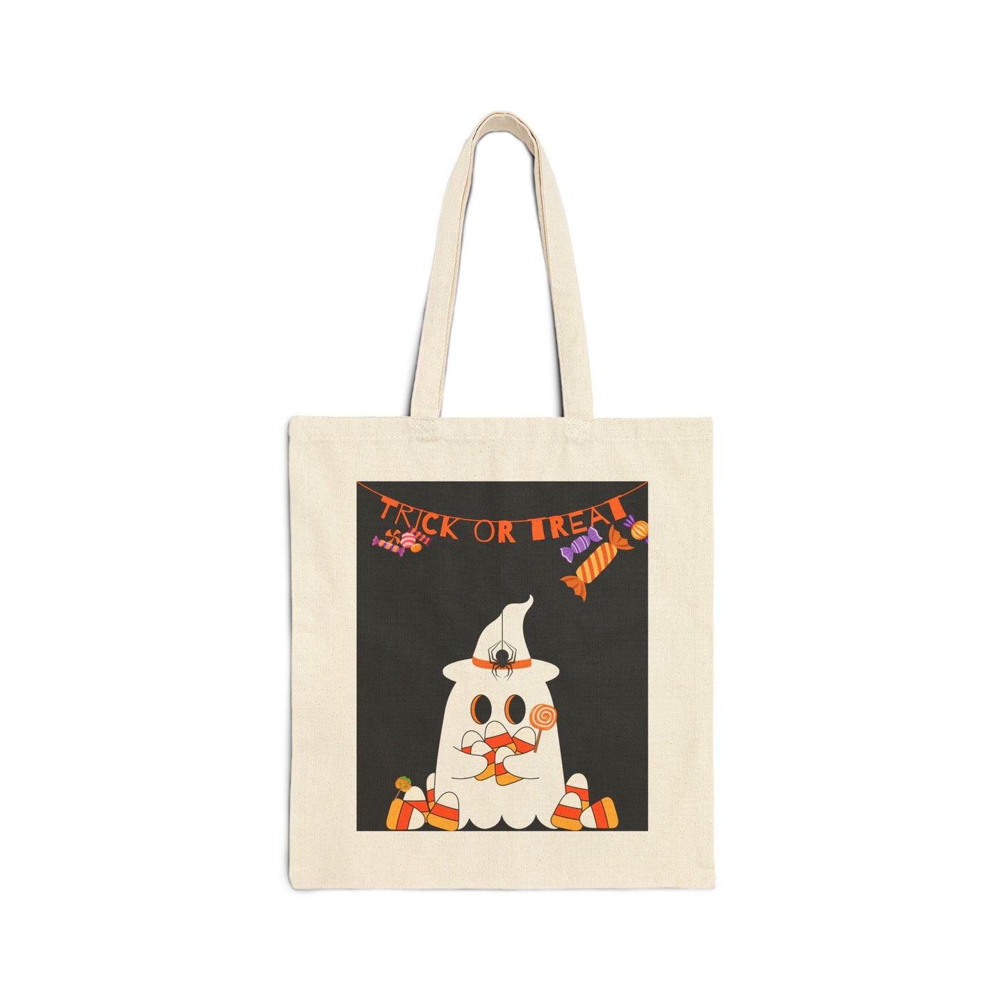 Halloween Cotton Canvas Trick or Treat Tote Bag for Kids