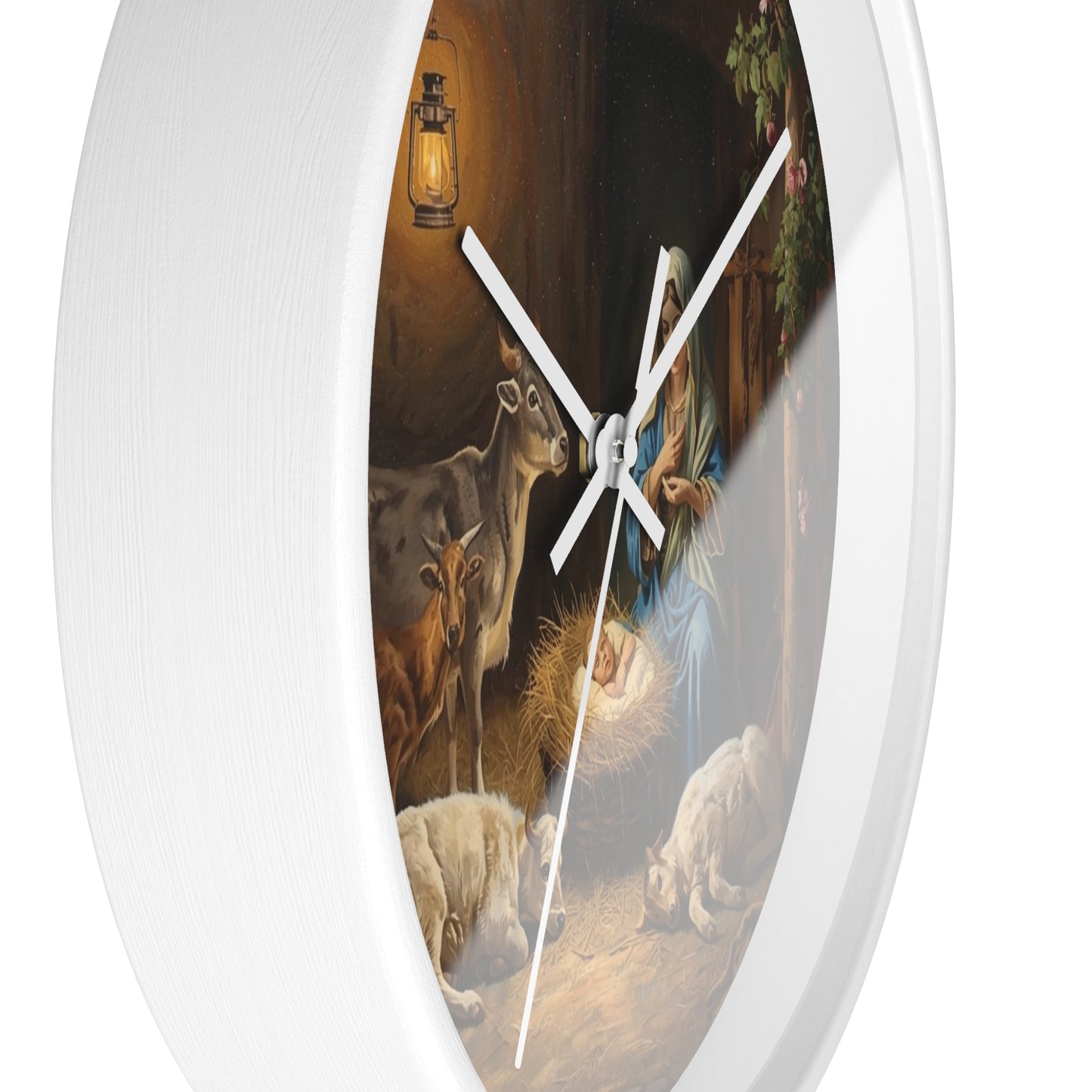 Nativity Scene Wall Clock | Mary Baby Jesus Manger Religious Decor