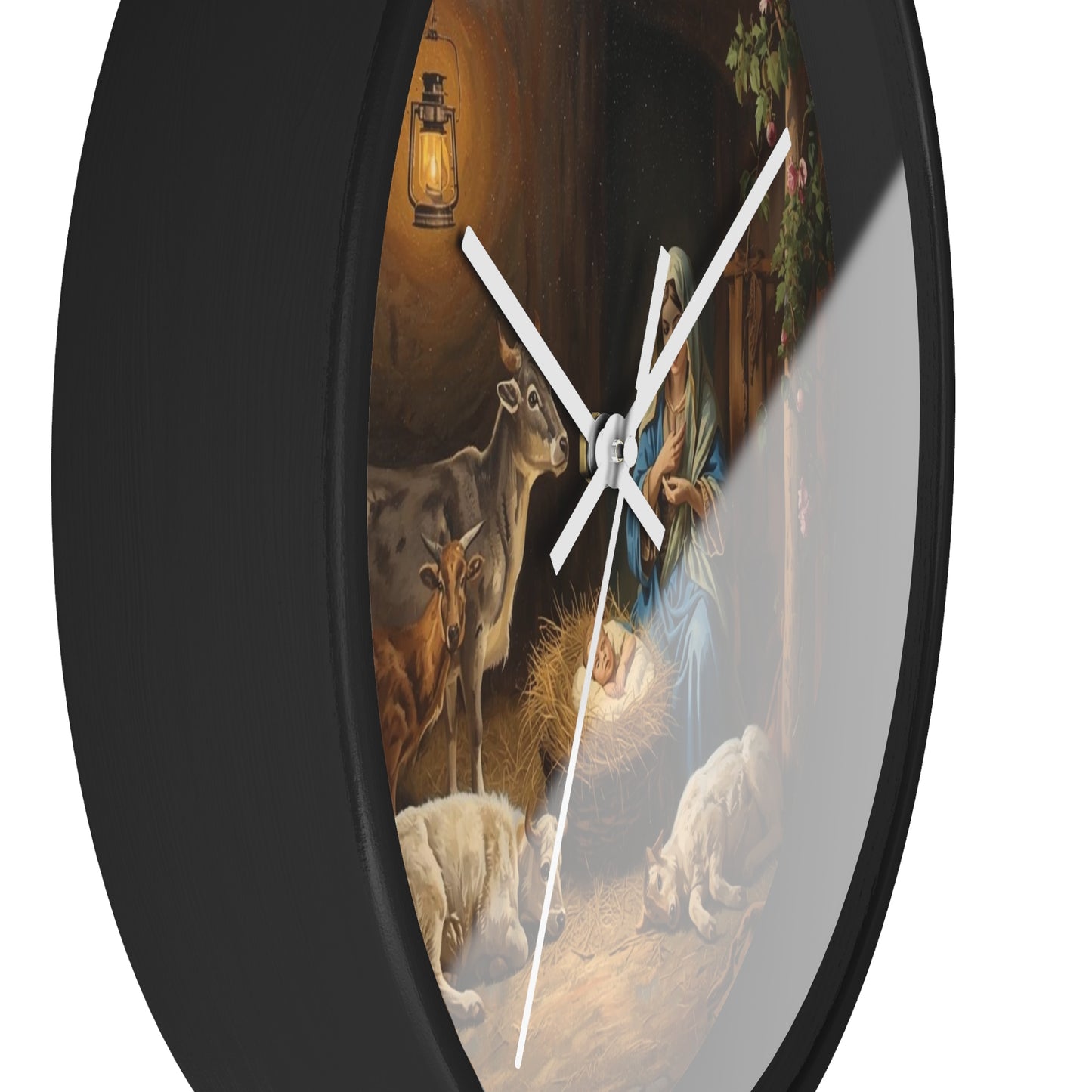 Nativity Scene Wall Clock | Mary Baby Jesus Manger Religious Decor