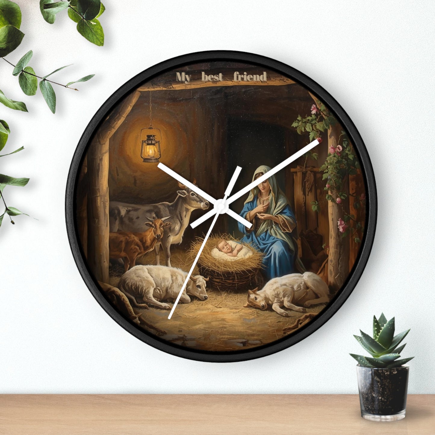 Nativity Scene Wall Clock | Mary Baby Jesus Manger Religious Decor