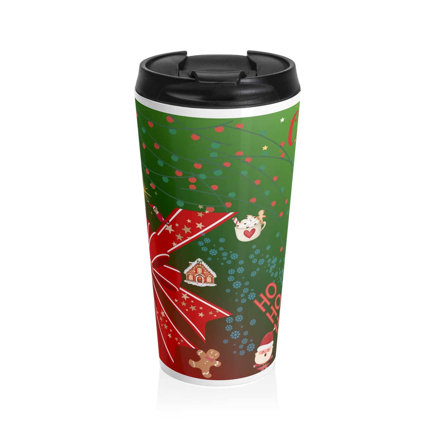 Festive Stainless Steel Travel Mug , Christmas Travel Cup