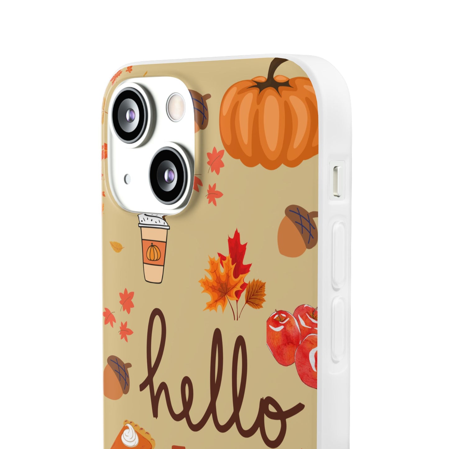 Autumn-Themed Flexi Cases, Seasonal iPhone Cover, Hello Fall Phone Case, Fall Decor Accessory, Perfect for Thanksgiving Gifts