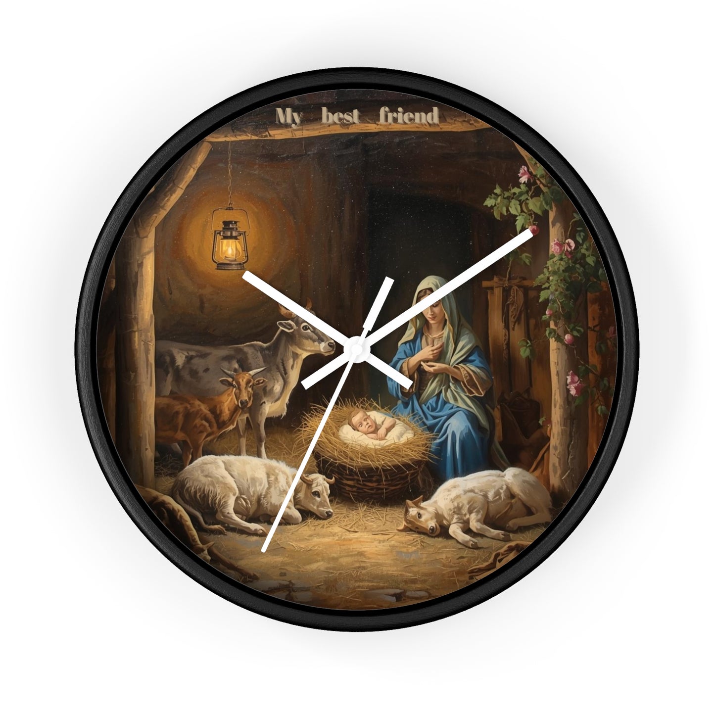 Nativity Scene Wall Clock | Mary Baby Jesus Manger Religious Decor