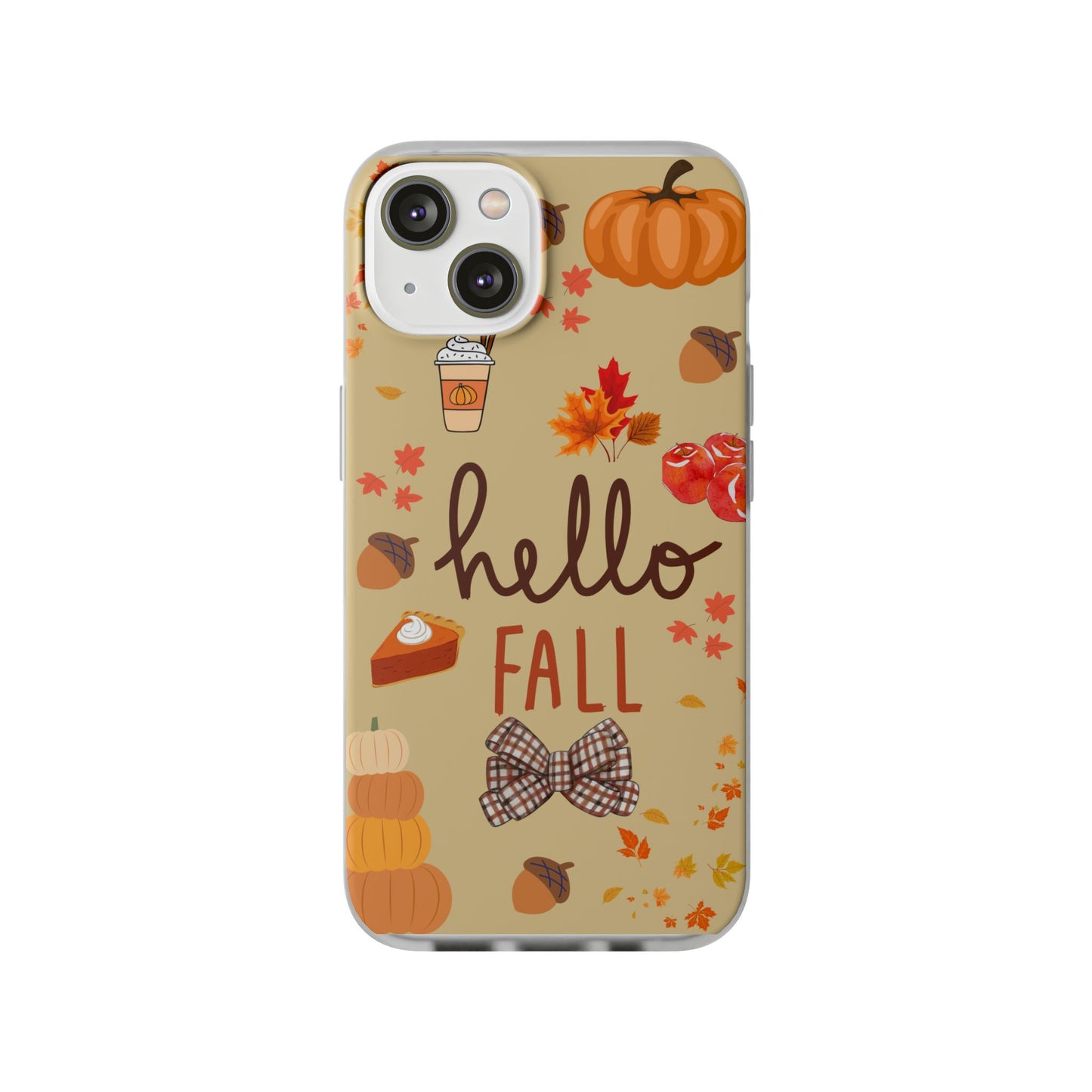Autumn-Themed Flexi Cases, Seasonal iPhone Cover, Hello Fall Phone Case, Fall Decor Accessory, Perfect for Thanksgiving Gifts