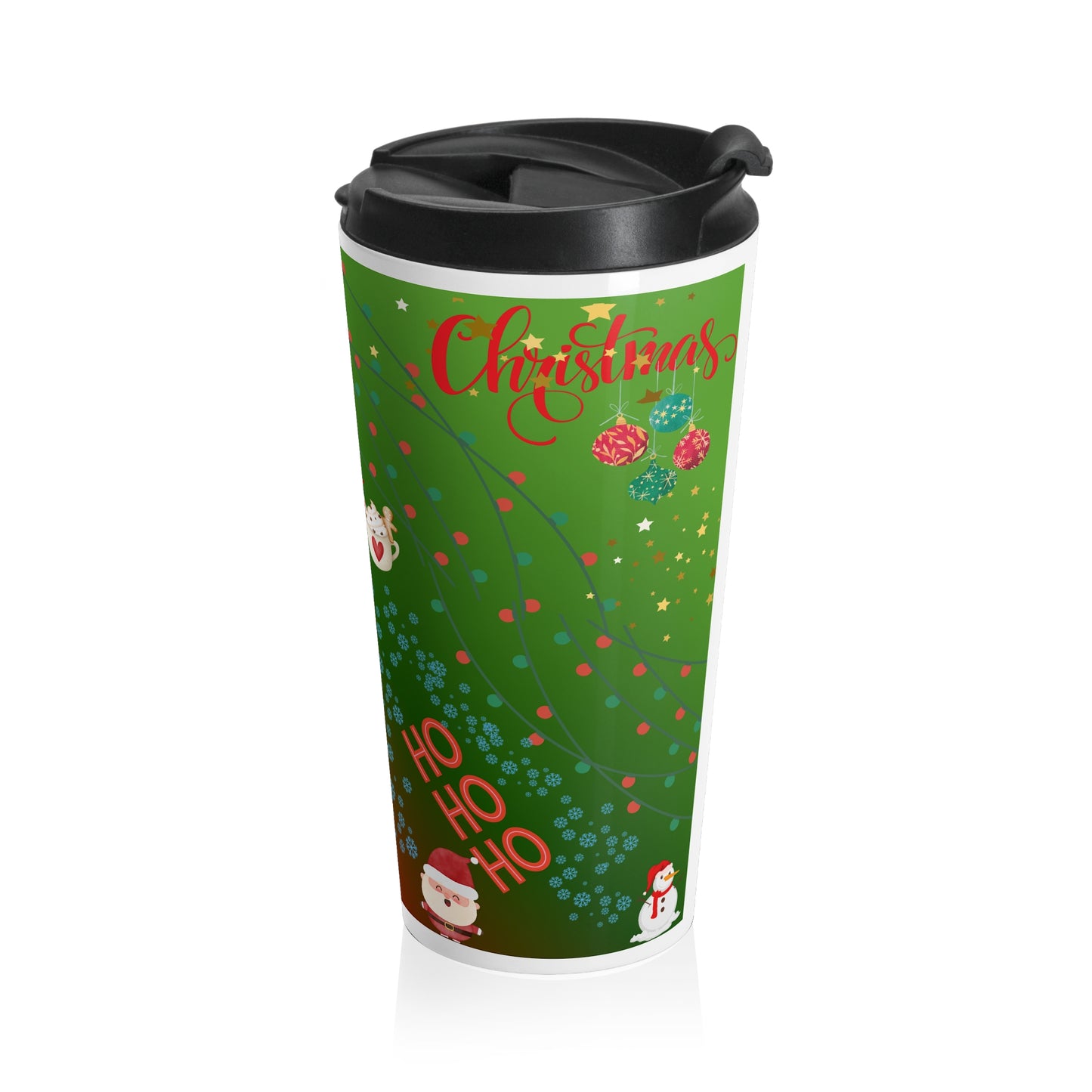 Festive Stainless Steel Travel Mug , Christmas Travel Cup