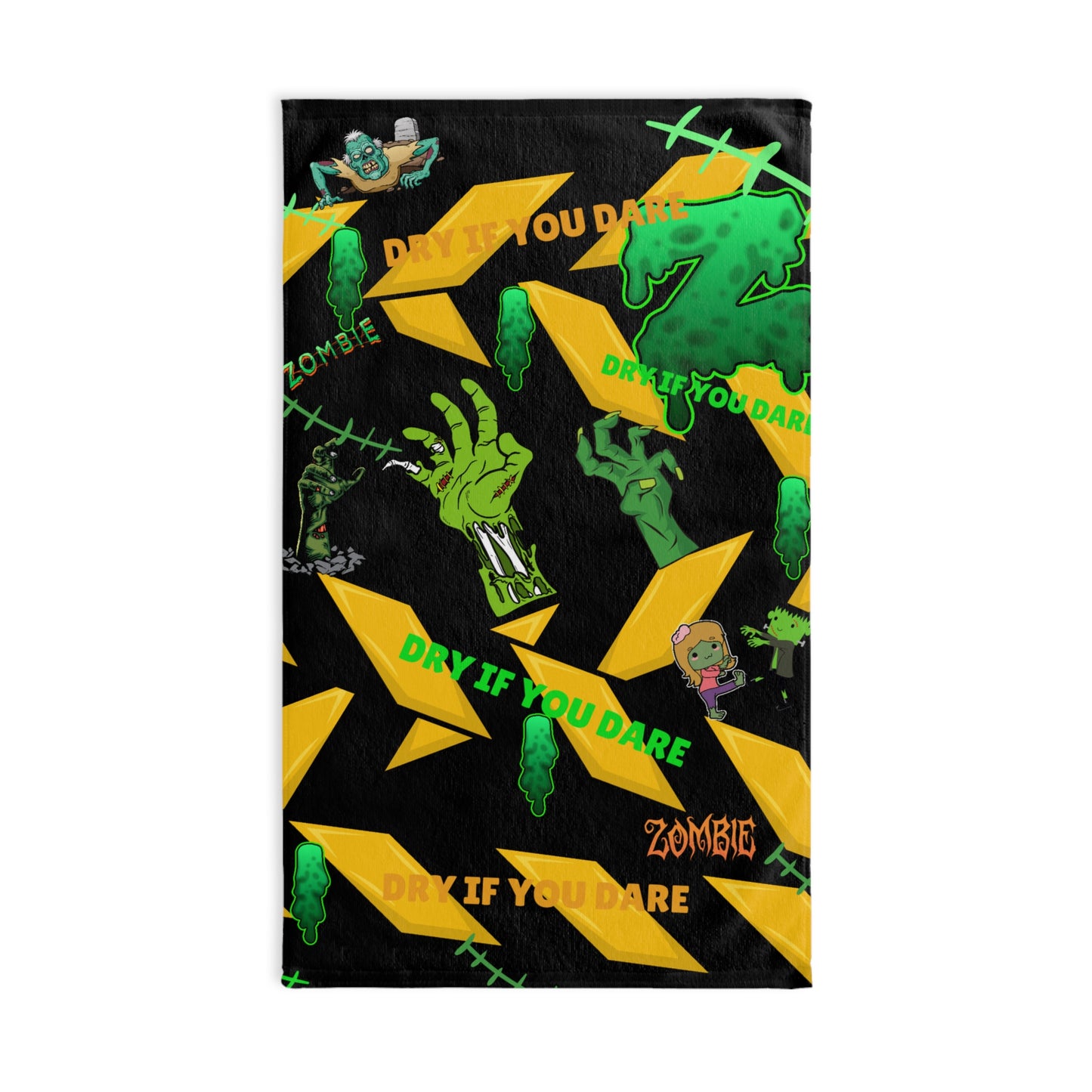 Zombie-Themed Hand Towel for Halloween, Fun Bathroom Decor.