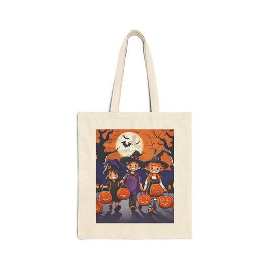 Halloween Cotton Canvas Trick or Treat Tote Bag for Kids