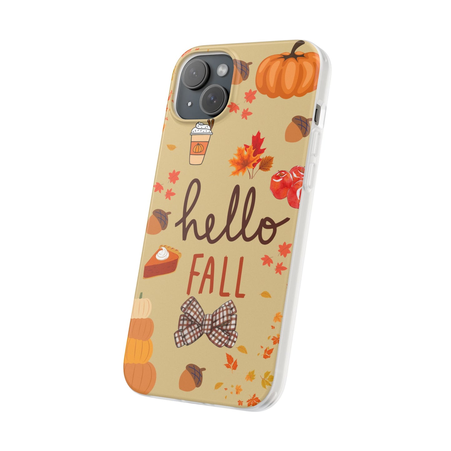 Autumn-Themed Flexi Cases, Seasonal iPhone Cover, Hello Fall Phone Case, Fall Decor Accessory, Perfect for Thanksgiving Gifts