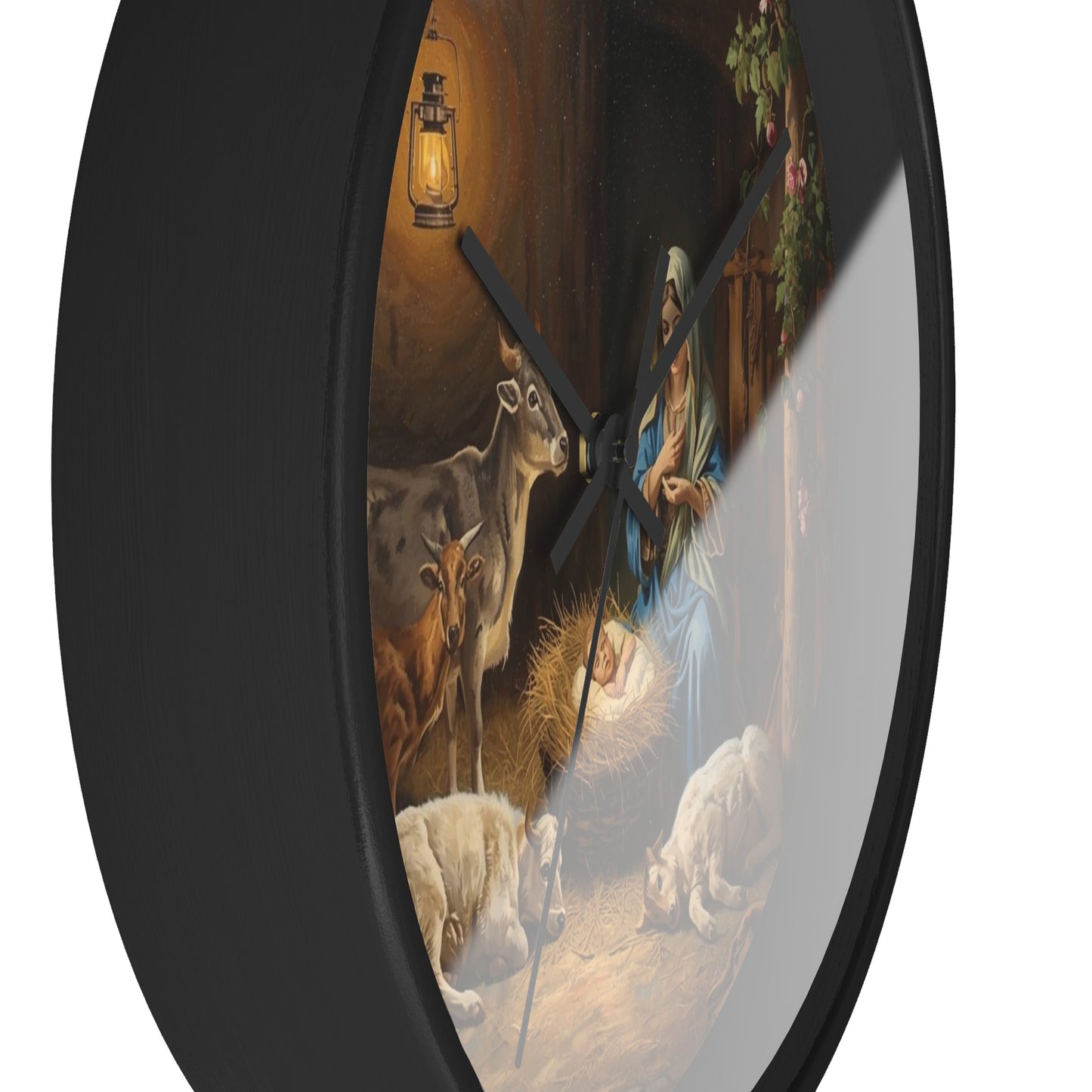 Nativity Scene Wall Clock | Mary Baby Jesus Manger Religious Decor