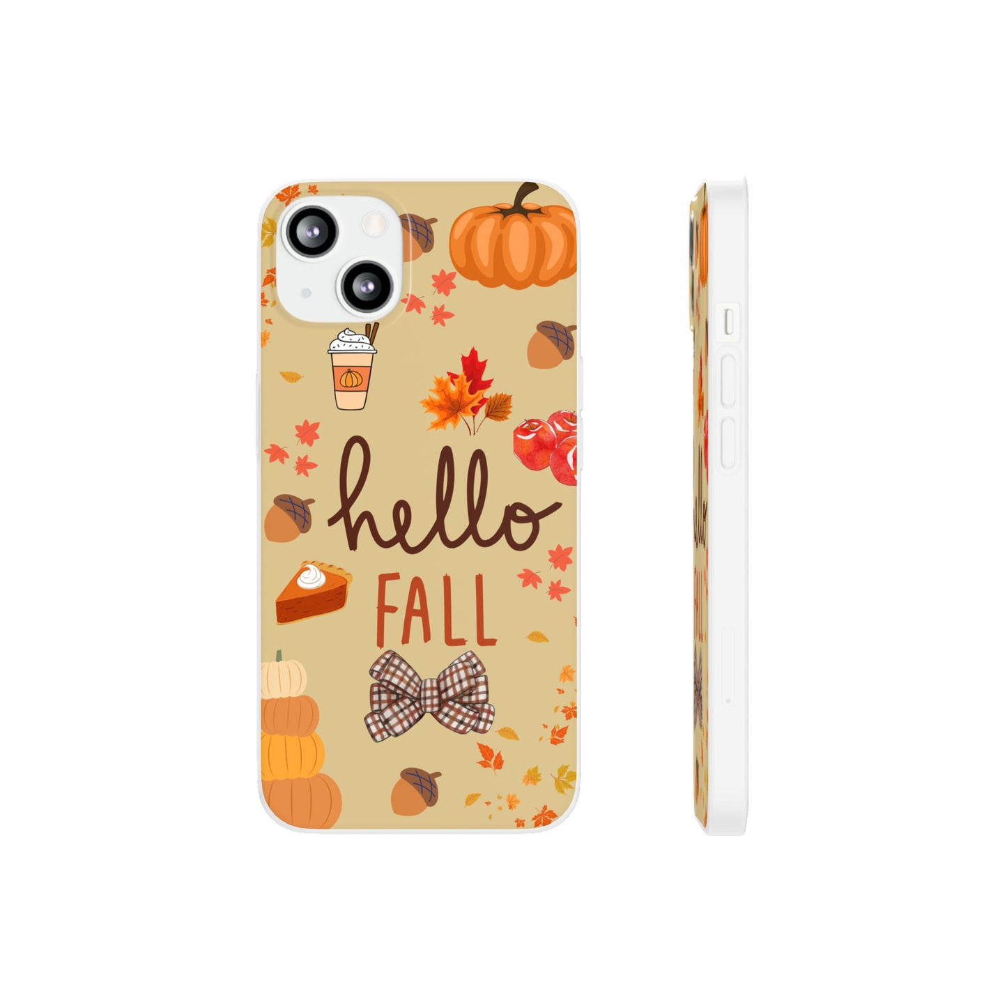 Autumn-Themed Flexi Cases, Seasonal iPhone Cover, Hello Fall Phone Case, Fall Decor Accessory, Perfect for Thanksgiving Gifts