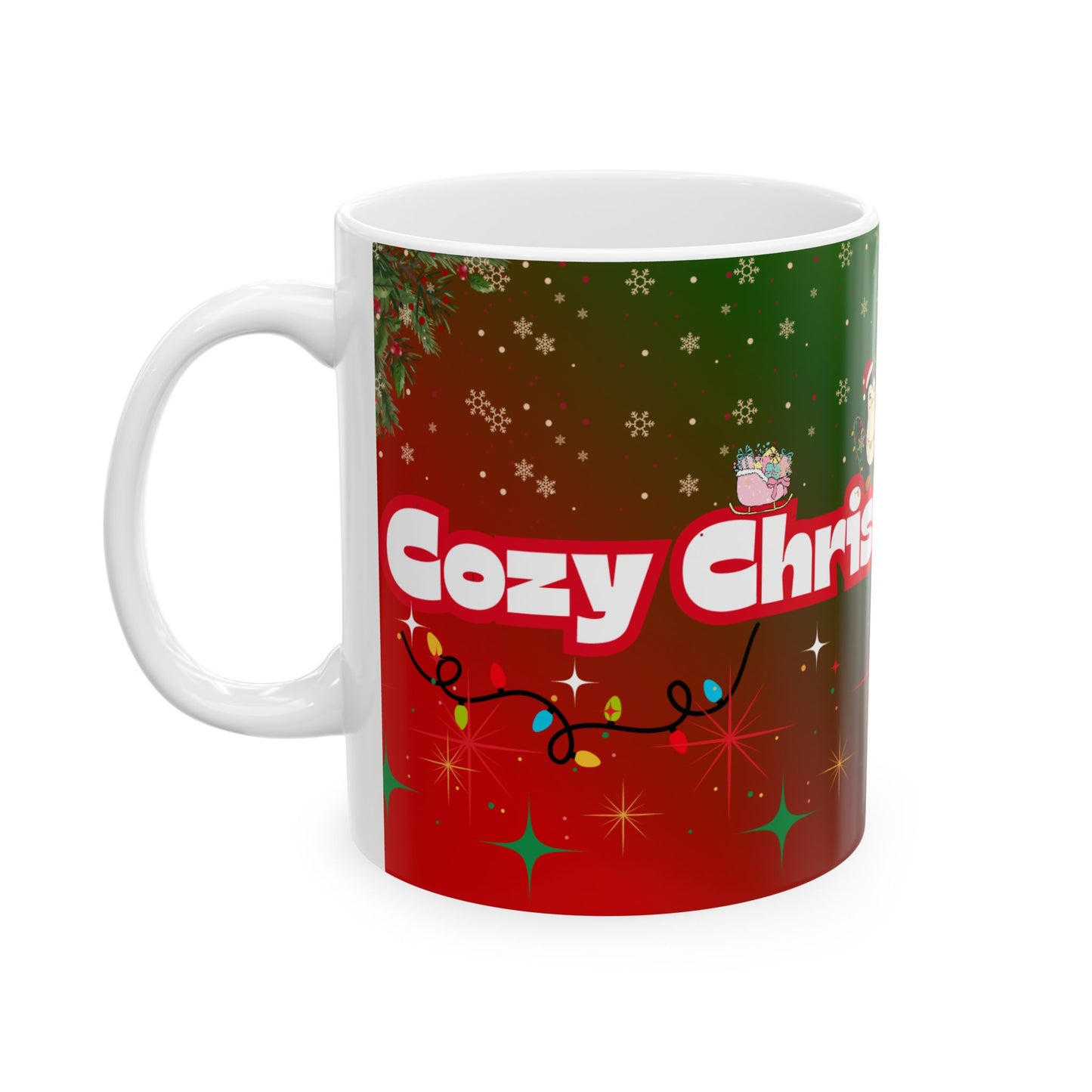 Festive Holiday Mug, Christmas Coffee Cup.