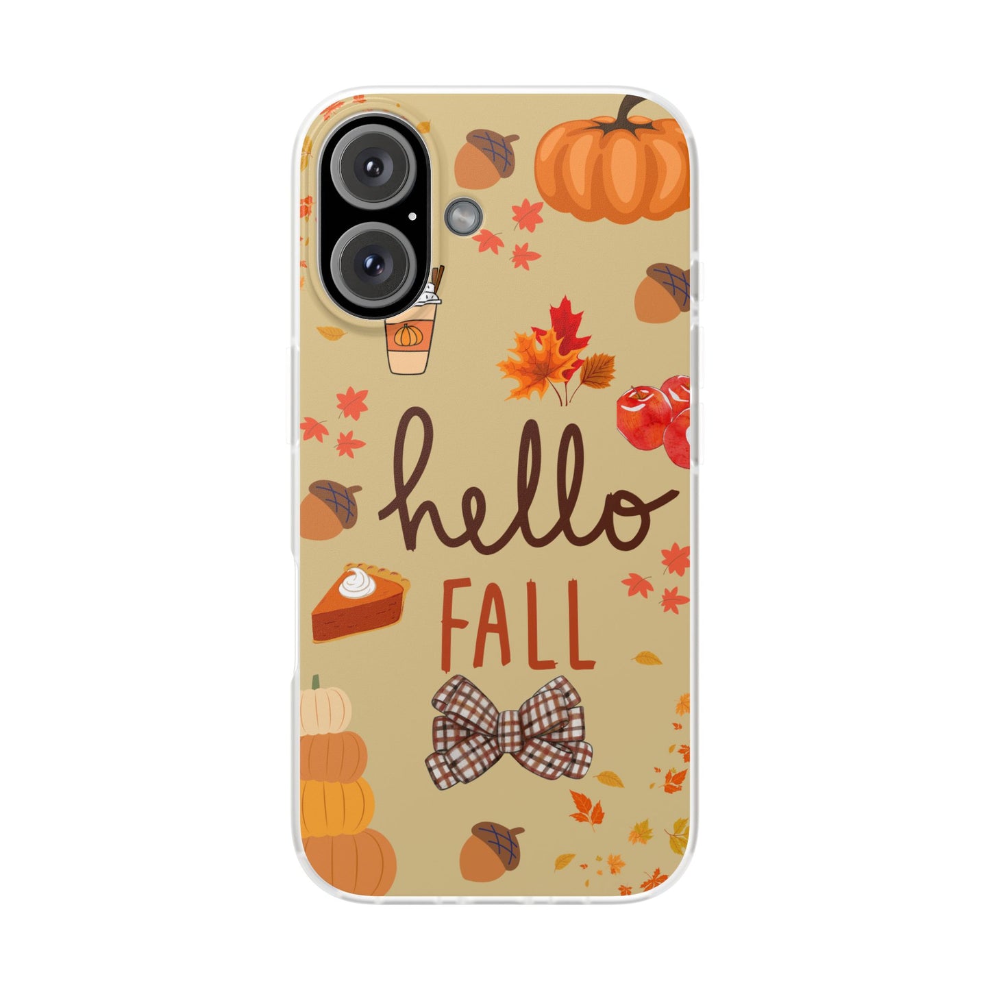 Autumn-Themed Flexi Cases, Seasonal iPhone Cover, Hello Fall Phone Case, Fall Decor Accessory, Perfect for Thanksgiving Gifts