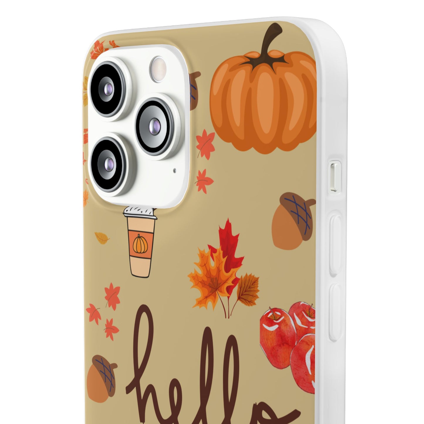 Autumn-Themed Flexi Cases, Seasonal iPhone Cover, Hello Fall Phone Case, Fall Decor Accessory, Perfect for Thanksgiving Gifts