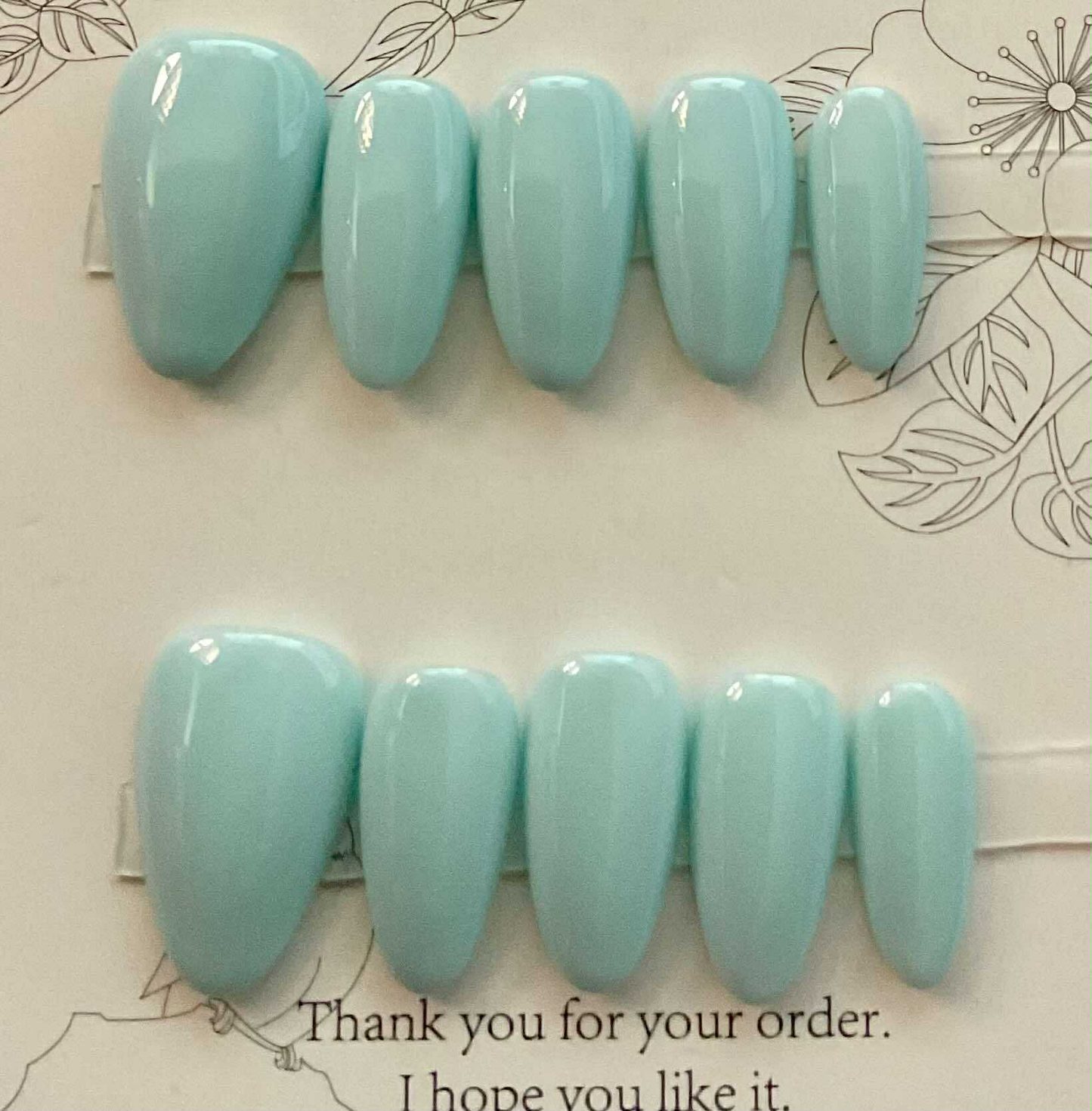 Sky Blue Glossy Press On Nails
