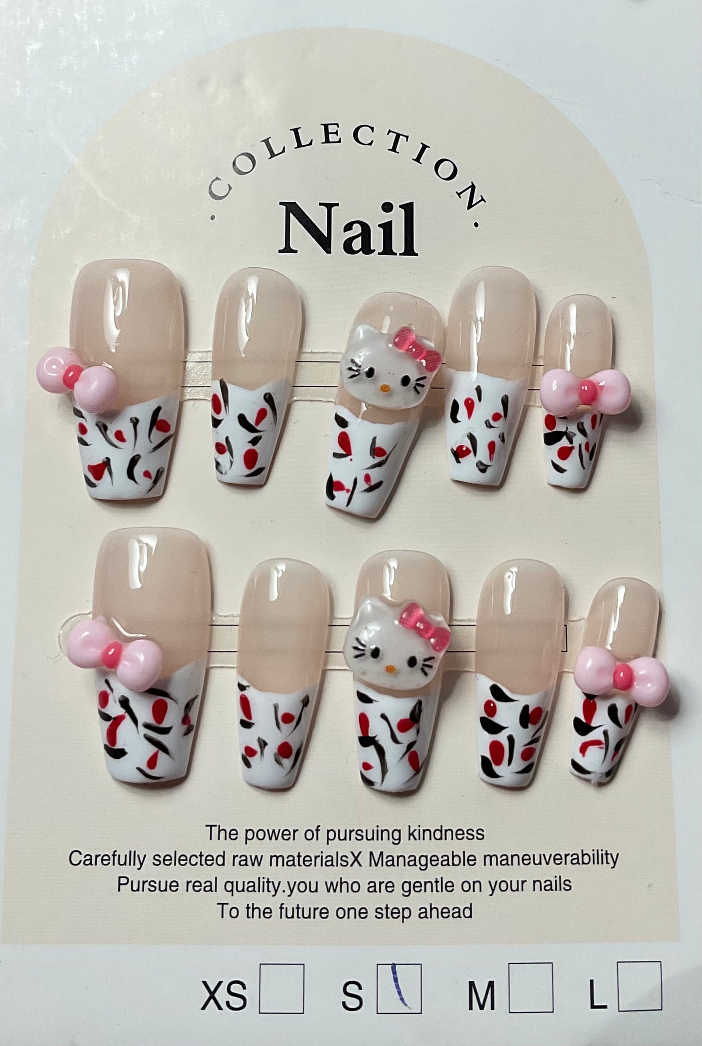 Cute Hello Kitty & Bow Accent Press-On Nails