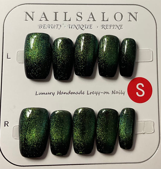 Green and Black Press On Nails