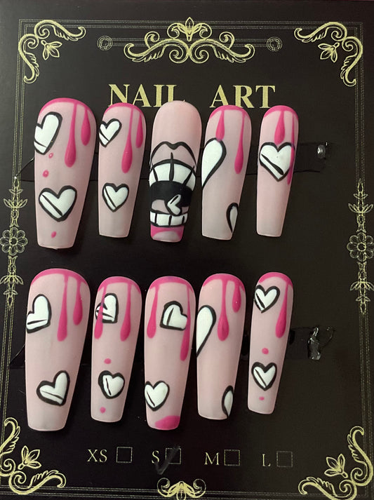 Pink Bleeding Heart Nails