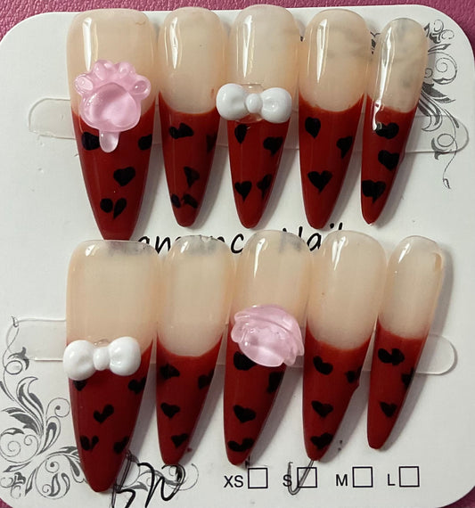 Love Heart Press On Nails