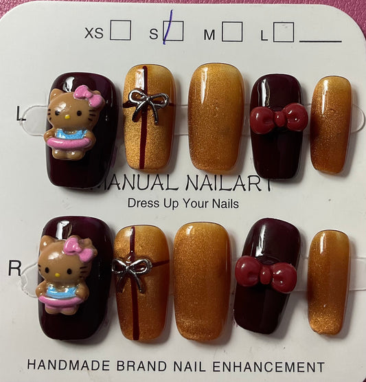 Coffee & Hello Kitty Press On Nails
