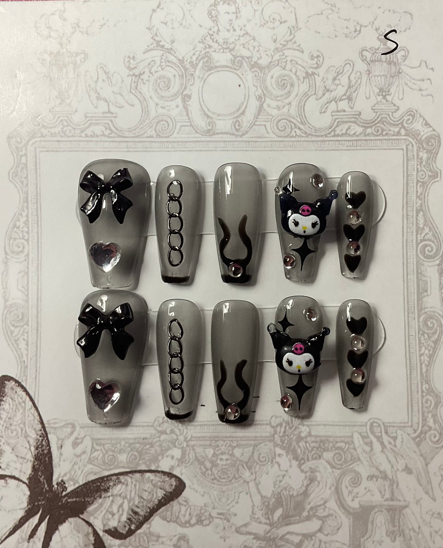 Black KUKU Press On Nails