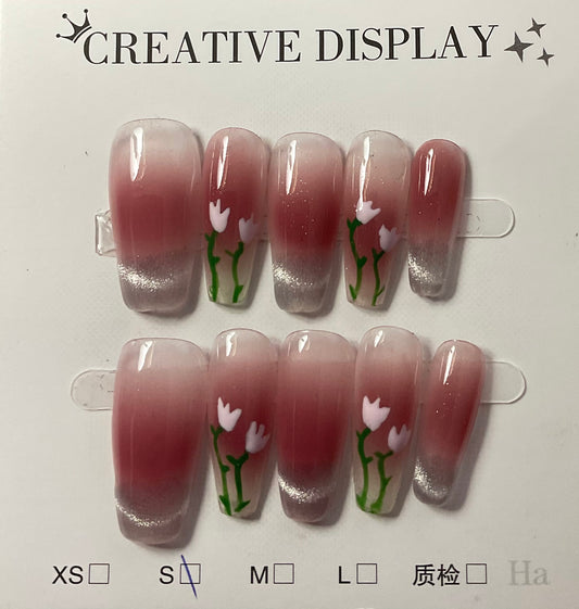 Floral Press On Nails