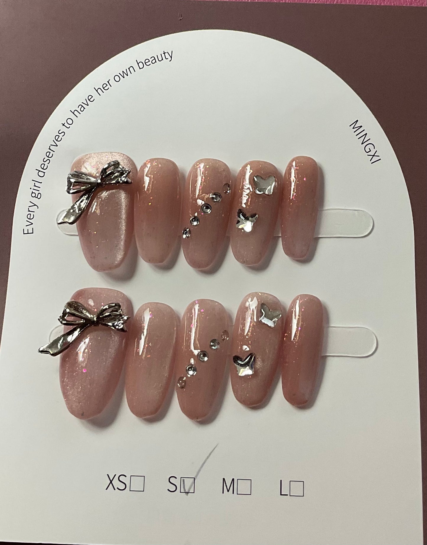 Chic Pink Bow Press On Nails