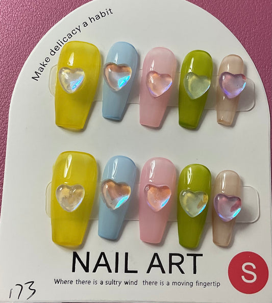 Aurora Heart Charm Press On Nails