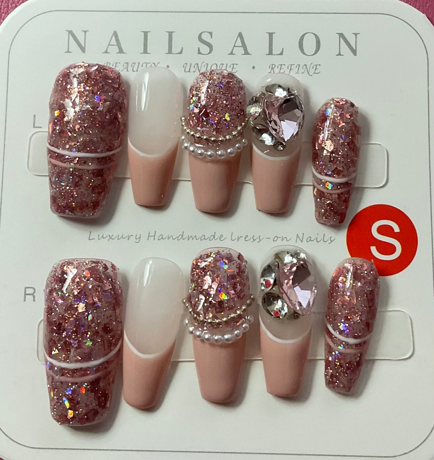 Glamorous Glitter & Gem Press On Nails
