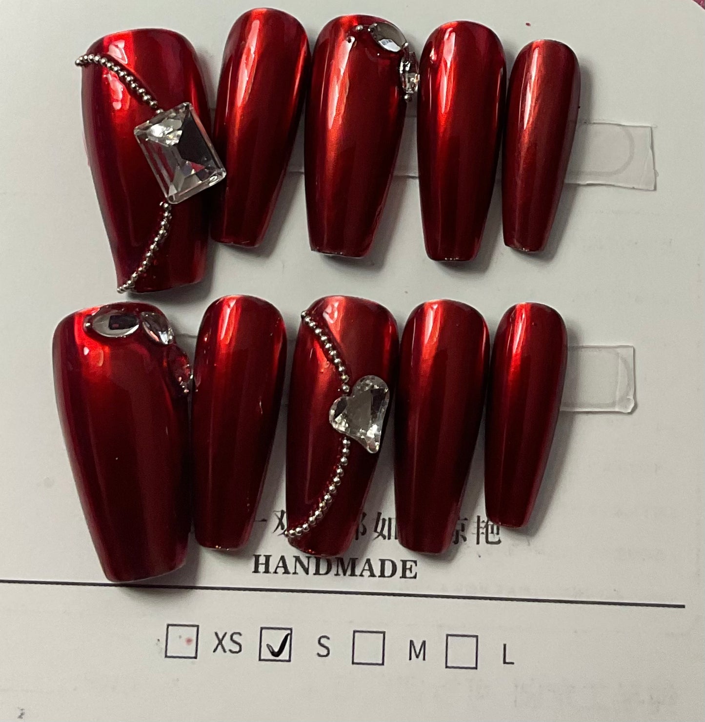 Red Chrome Press On Nails