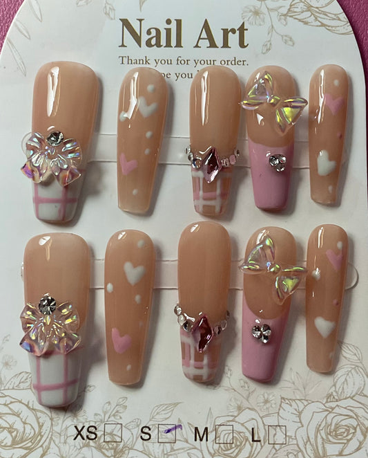 Romantic Blush & Bling Press On Nails