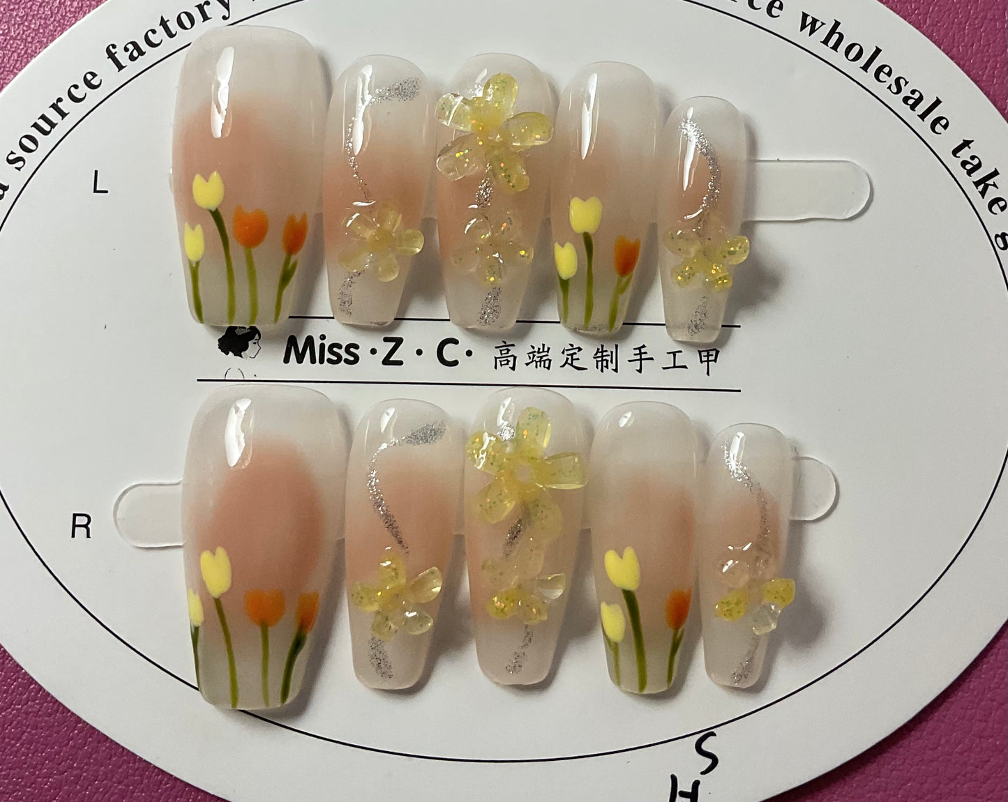 Floral Press On Nails