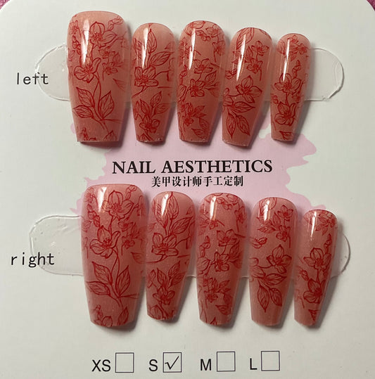 Peach Blossom Press On Nails