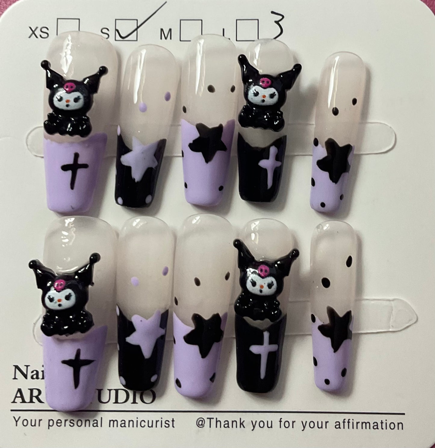 Purple & Black Kuromi Press On Nails