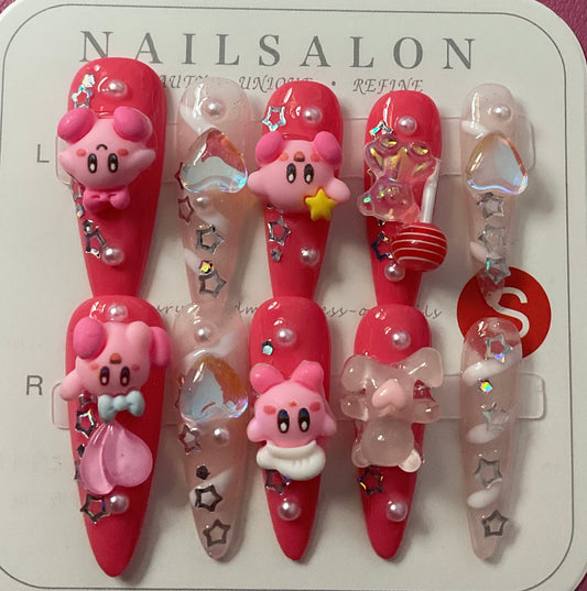 Kirby-Themed Press On Nails